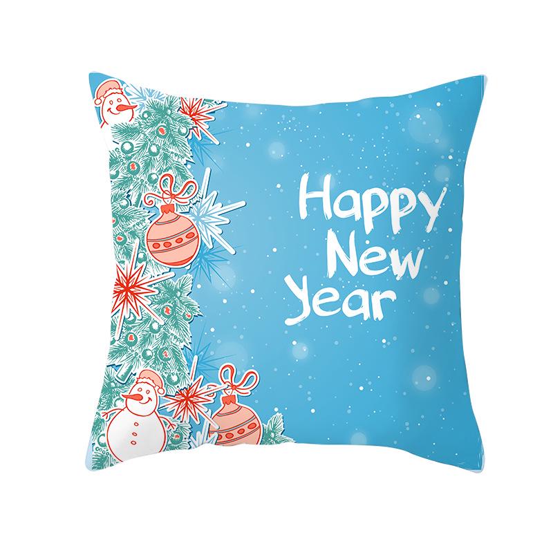 Christmas Peach Skin Pillow Cover Nordic Sofa Cushion Cover Cartoon Print Pillow Cover