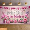 2D Feliz Dia De Las Madres Backdrop, Pink Floral Party Photography Background