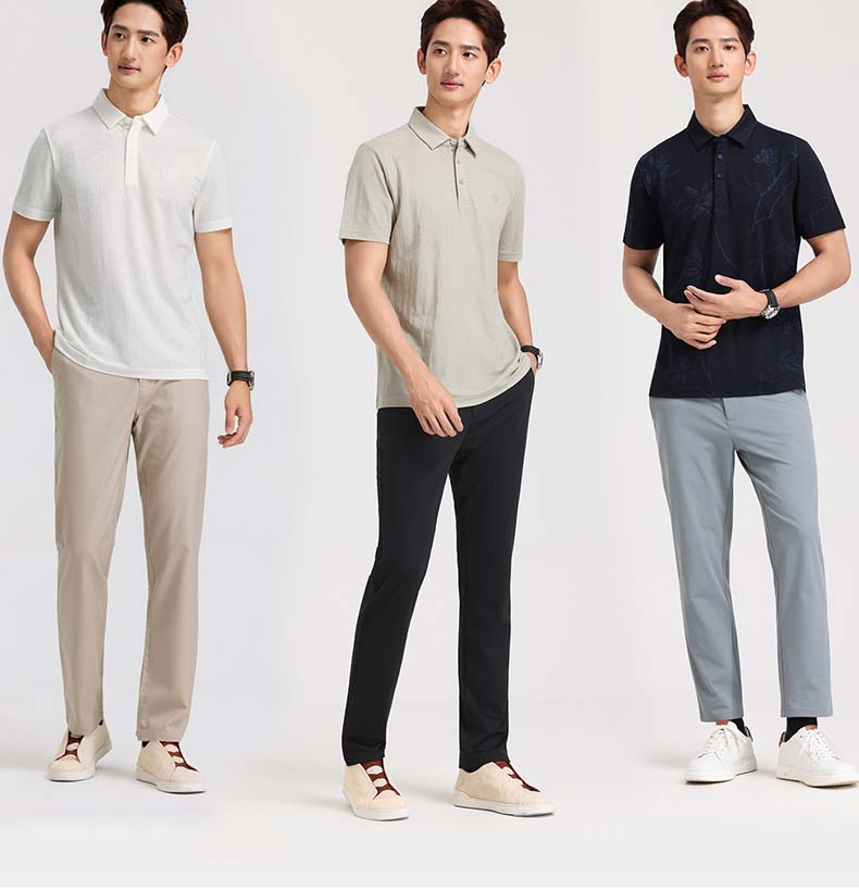 Langdeng Men's Breathable Short-Sleeved Polo Shirt