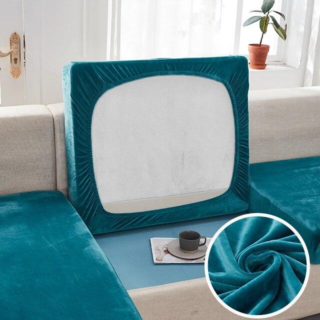 Thick Velvet Fabric Sofa Seat Cover Elastic Super Soft Sofa Cushion Cover Furniture Protector L Shape Sofa Cover for Living Room