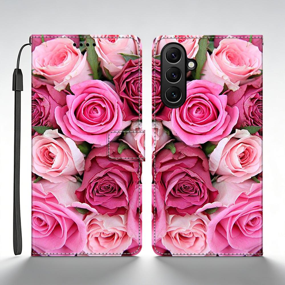 

Case For Samsung A34 5G Wallet Leather Flip Case Shockproof Phone Cover For Samsung Galaxy A34 A 34 Funda Fashion Flower Shell Samsung A34