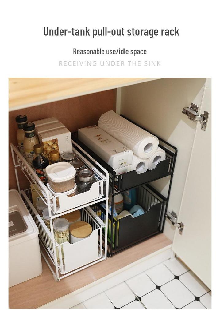 Étagère de Rangement de Salle de Bain à Tiroirs Double Couche