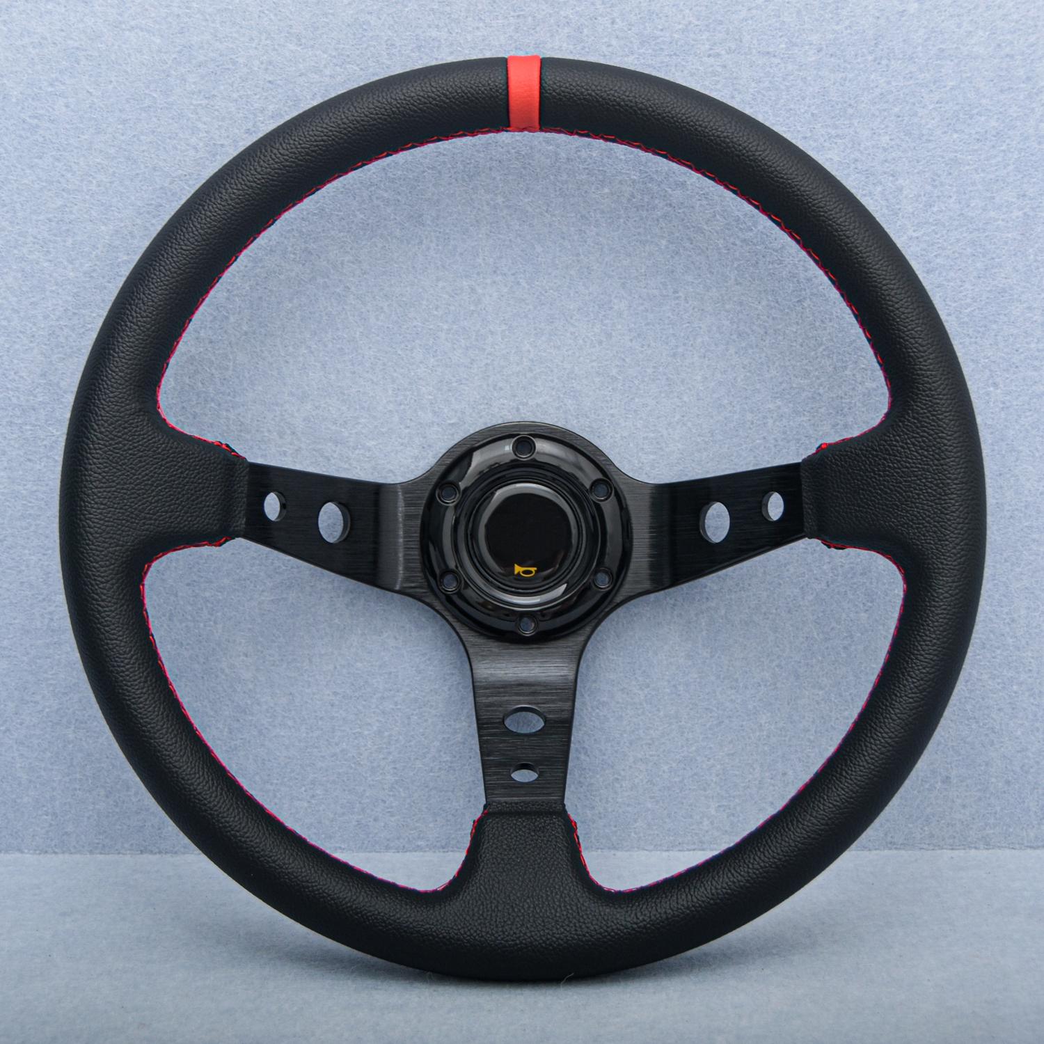 14inch 350mm PVC Deep Corn Steering Wheel Universal Car Racing Sports Steering Wheel красный