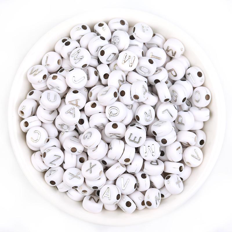 

Акриловые светящиеся бусины-буквы, разные стили, 100 шт./пакет для изготовления браслетов своими руками Diameter ~7mm, Thickness ~4mm, 100 pcs/pack