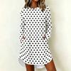 Women's Casual Long Sleeve Dress with Geometric Print and Round Neck for Everyday Wear