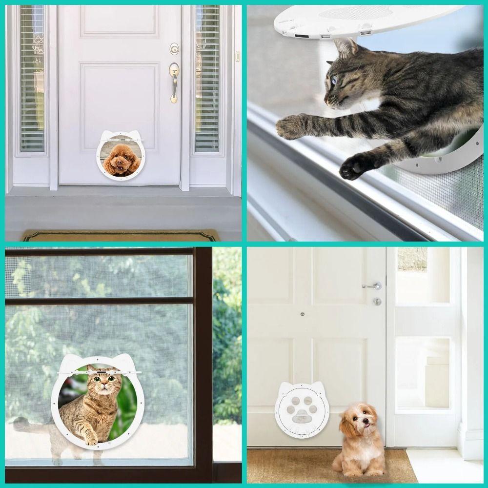 Sturdy Construction Pet Screen Door Bite-Resistant Lockable Cat Door Hole Cats Window Gate  Outdoor