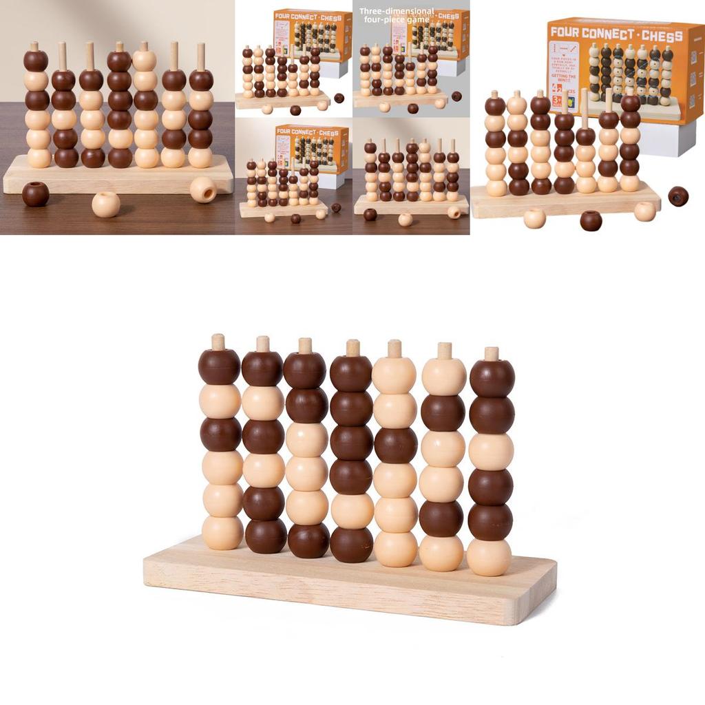 Wooden 3d Connect Four Puzzle Toy For Parentchild Interaction And Brain Development