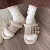 Thick-soled Fluffy Slippers Women Wear 2025 Autumn and Winter New Plush Shoes Go Out Internet Celebrities Soft-soled Cotton Drag Tide