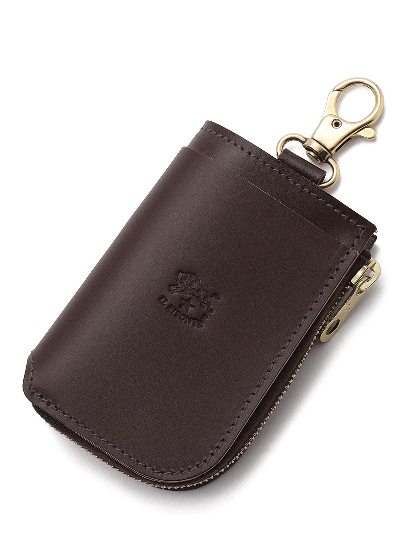 

Key Case Leather Genuine Leather Cowhide Unisex Zip Type Dark Brown [IL BISONTE] Women s Men s темно-коричневого кольору