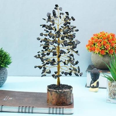 Schwarzer Turmalin-Edelsteinbaum des Lebens, Chakra-Baum für positive Energie, Feng Shui-Kristallbaum, Glücks-Geldbaum-Bonsai, schwarzer Heilstein