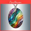 Artistic Elliptical Glass Pendant Necklace With Zinc Alloy Material For Trendy Accessories