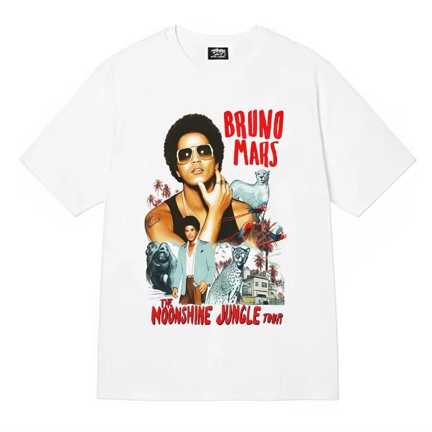 Singer Bruno Mars 24k Magic World Tour Fashion Graphics T Shirts Mens Aesthetic Hip Hop Tshirt Casual Summer Streetwear Unisex