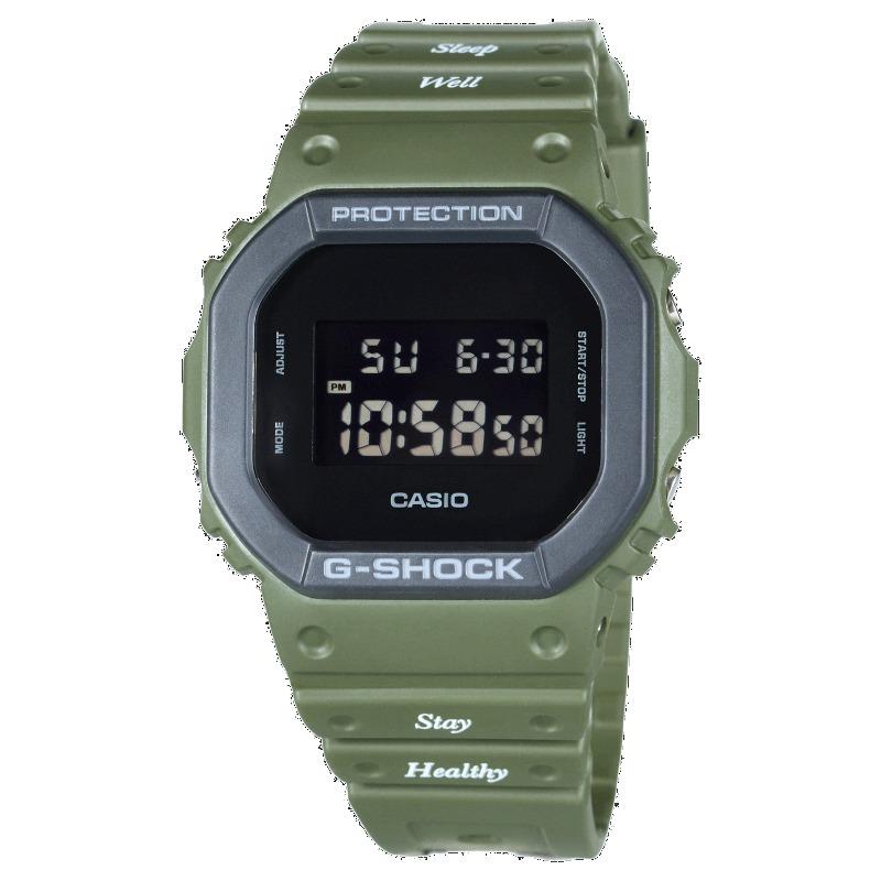 Casio G-SHOCK Men s Resin 200M Water Resistant Shock Resistant Alarm Quartz Watch DW-5610UU-3PRM зелёный