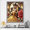 Disney 5D DIY Diamond Painting, Beauty and The Beast Art Illustration Full Round Diamond Mosaic Cartoon Cross Stitch Art Painting Home Decoration