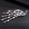 Elegant Long Tail Crystal Peacock Brooch Party Jewelry Elegant Corsage Pin Alloy Texture Perfect for Wedding and Evening