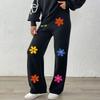 Women's Casual Embroidered Floral Patchwork Fashion Straight Leg Pants Wide Leg Pants Woven Wool Pants