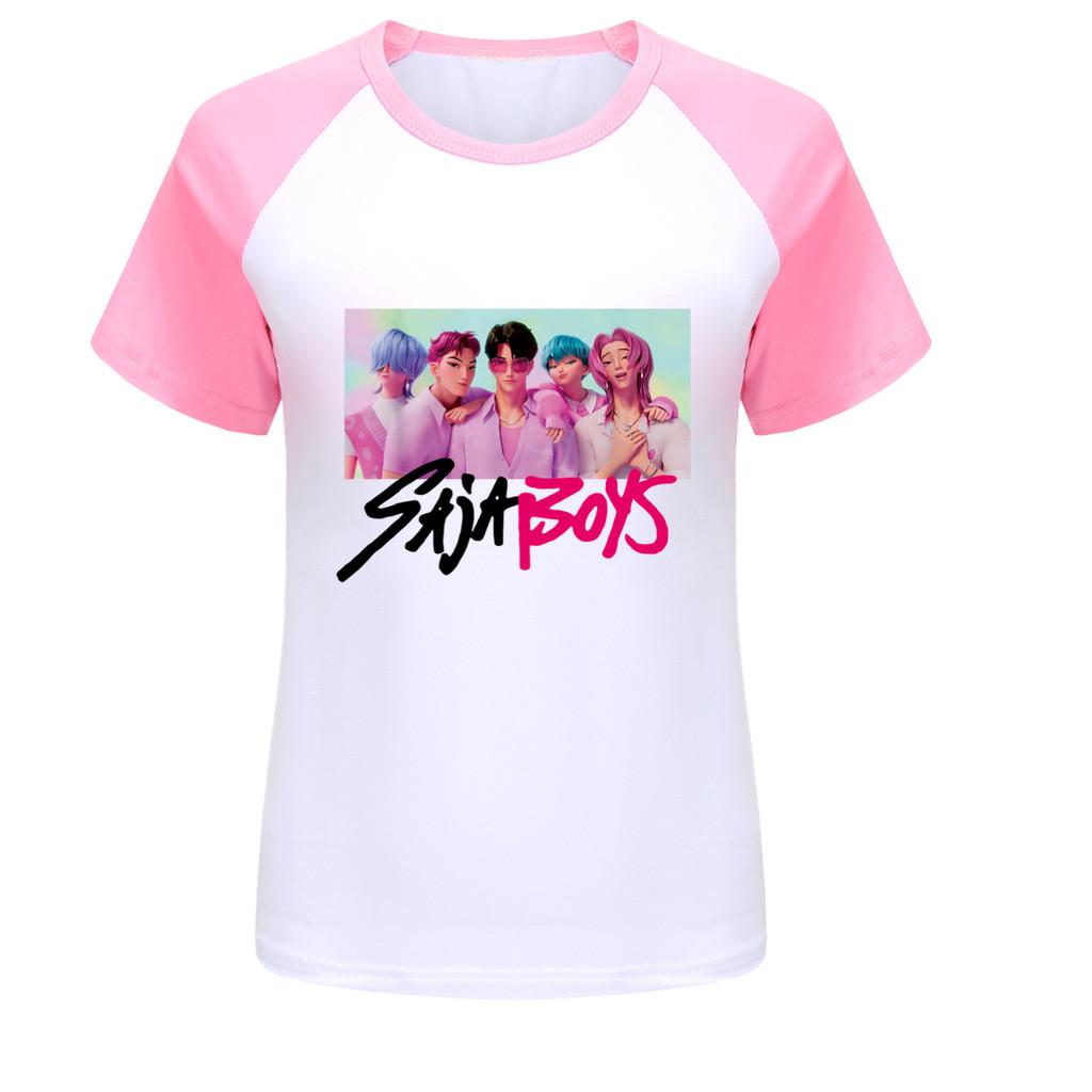 5028 Kids Girls Sajaboys Rumi Zoey Mira Print Raglan Short Sleeves T-Shirt
