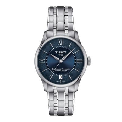 Relógio TISSOT Chemin des Tourelles Powermatic 80, 34mm, com Bracelete e Mostrador Azul [Importação Oficial] T1392071104800