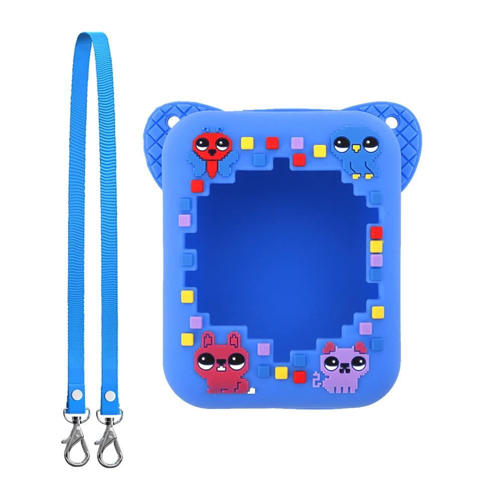 

3D-принт животного силиконовый защитный чехол со шнурком для Bitzee Digital Pet интерактивная виртуальная игрушка портативный чехол сумка синий