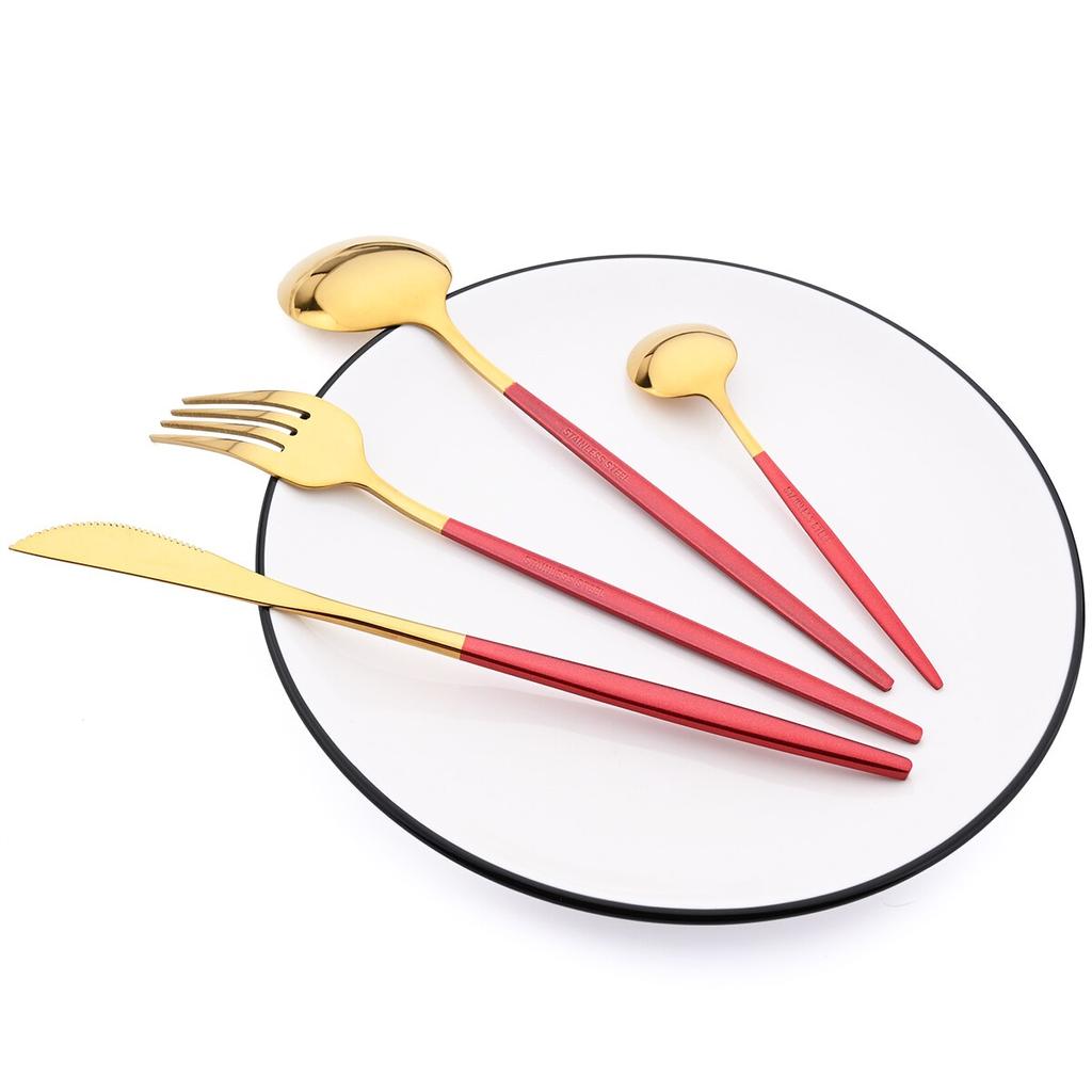 24Pcs Mint Gold Dinnerware Set Knife Fork Coffee Spoon Cutlery Western Stainless Steel Tableware Flatware Kiechen Silverware
