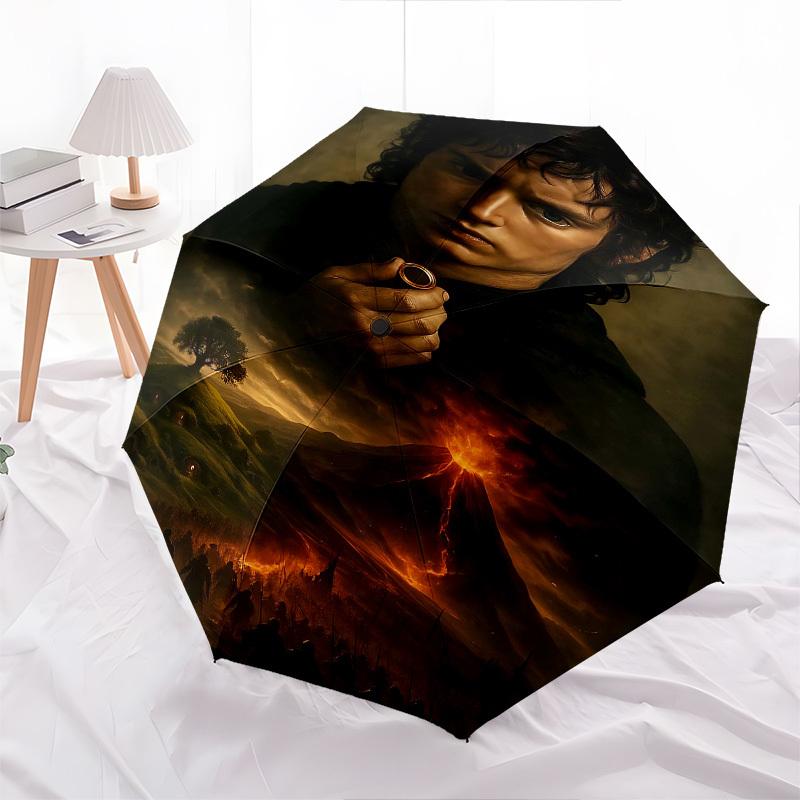 1pc Lord of the Rings Volcano Automatic Folding Umbrella - Compact 8-Rib Design, Durable Plastic & Iron1286L