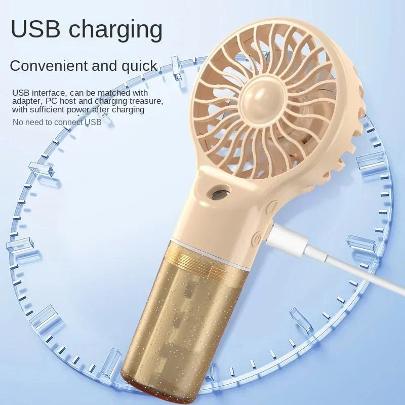 Portable Handheld Fan with Cooling Mist Spray - USB Rechargeable, Ultra-Compact Water Humidifier - Ideal For Personal Outdoor