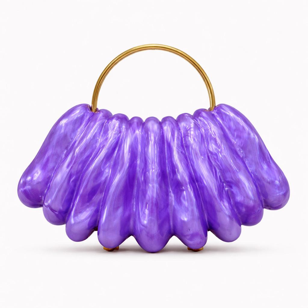 

Women S Single Shoulder Oblique Span Bag Styling Wavy Acrylic Bag Dinner Clutch Bag фиолетовый