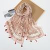 Cross Border New Elegant Versatile Paisley Cashew Print Scarf Women Handmade Hanging Beard Cotton Linen Shawl Thin Long