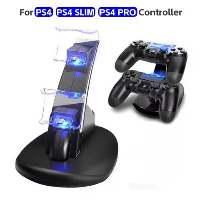 Cargador LED para Mando de PS4, Soporte de Carga, Base Docking Station para Accesorios de Sony Playstation 4 / PS4 Pro / PS4 Slim