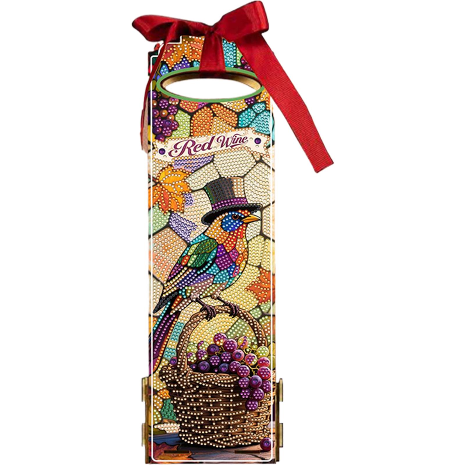 

Wooden DIY Diamond Painting Wine Bag Kit Multi-Purpose Wooden 5D/DIY Diamond Art Label Liquor Bottle Cover for Party Wine Decor