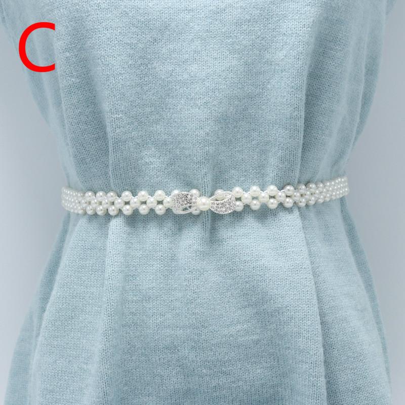 Flower Waist Chain Versatile Waist Belt Pearl Diamond Dress Belt Women Belt Wedding Designer Pearl Female Belt