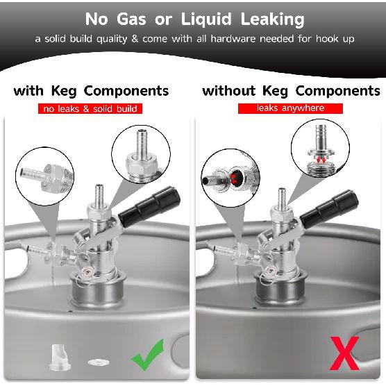 Keg Coupler, Sankey Keg Tap D System ID 5/16'' Draft Beer Line (304 Stainless Steel Probe) G5/8 Nuts Commercial Sankey Kegerator D Coupler with 4