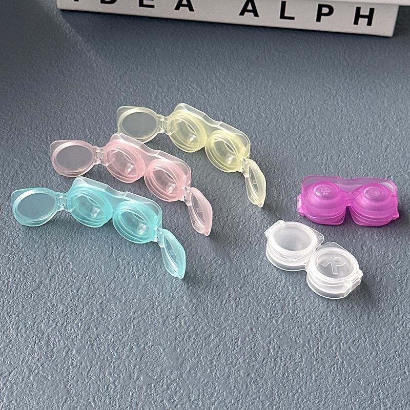5Pcs Color Press Type Lens Container Organizer Portable Mini Contact Lens Case Press Type Travel Eye Care Kit Storage Box