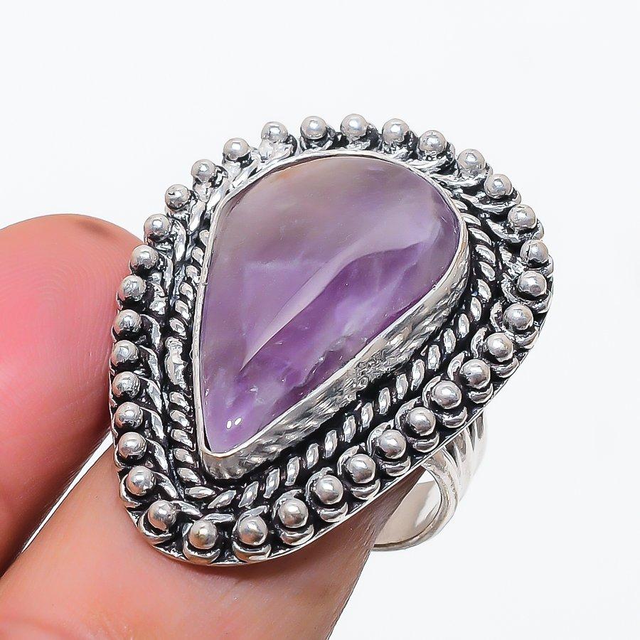 Sage Amethyst Gemstone 925 Sterling Silver Jewelry Ring Size 9