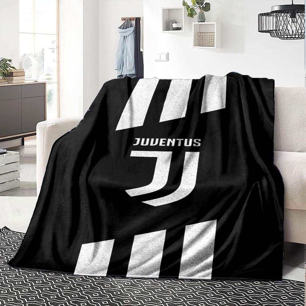 Juventus Logo Streifenmuster Druck Flanelldecke Weiche Warme Überwurfdecke Fußballfan Sofa Bett Heimdekoration