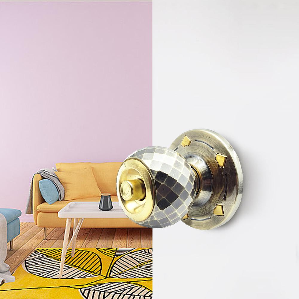 Door Knob Aluminum Alloy Heavy-duty Ball Lock Mirror Finish with 3 Key for Bedroom Bathroom