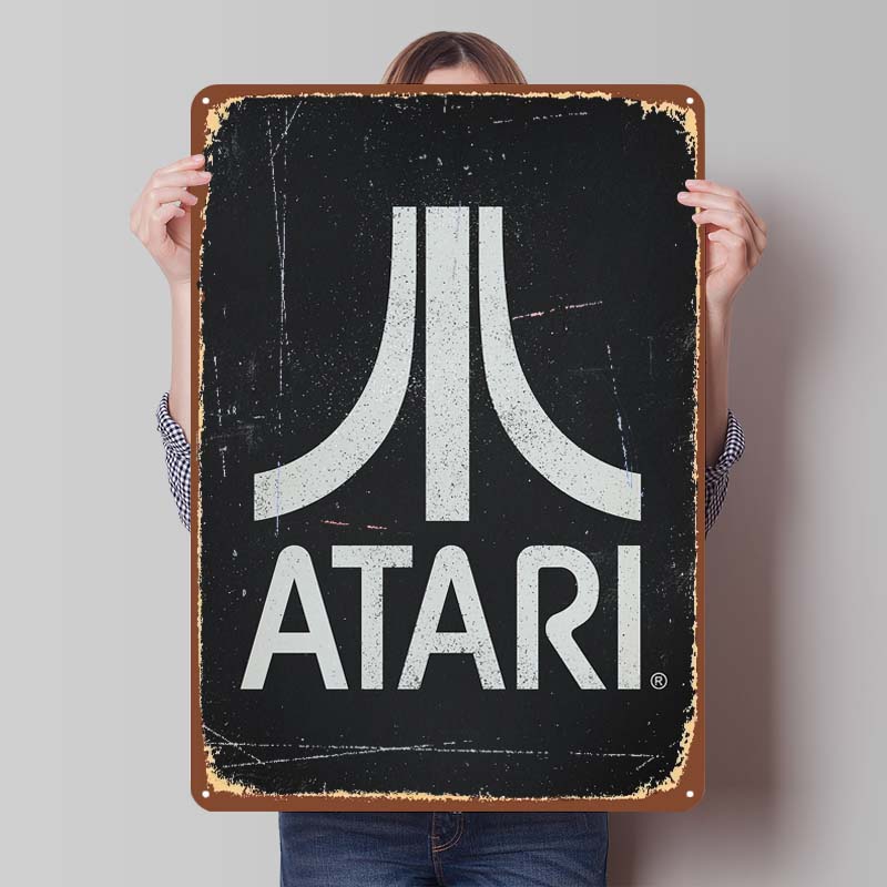 A-Atari Posters Classic Game Metal Signs Wall Decor Custom Tinplate Plaques for Gamers Gaming Room Decoration Art Mural Man Cave