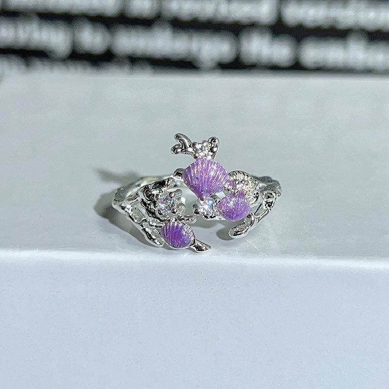 Dopamine Colorful Enamel Flower Butterfly Open Ring Mori Sweet Girly Style Inlaid Zircon Niche Light‑Luxury Adjustable Stackable Decorative Ring