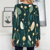 Women Plus Size Round Neck Long Sleeve Black Printed Loose Longline T Shirt With Pockets