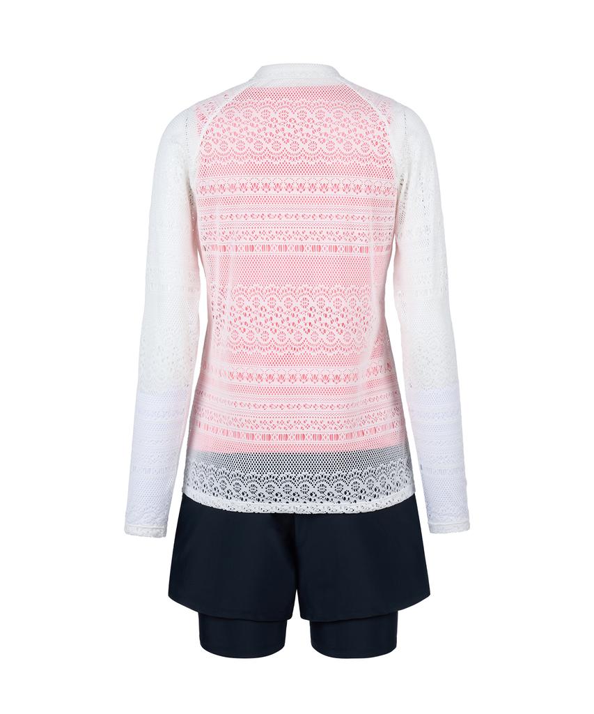 Lenomasuyeongbog Women'S Crochet Rash Guard Set Coral Rn-Ls2F526-Cr