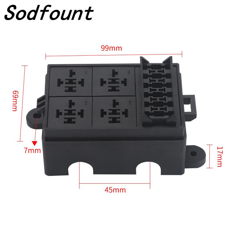 Free Combination Auto Car Truck 6Way Fuse Holder 4 Relay holder Circuit Standard ATO Blade Fuse Relay Holder 12V 40A Relay