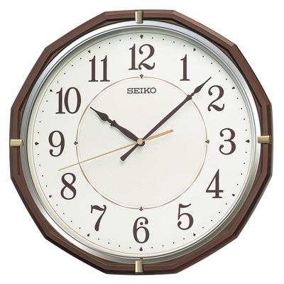 Clock KX274B Radio-Controlled Analog Wall Clock, Brown Metallic, 305 X 305 X 47mm