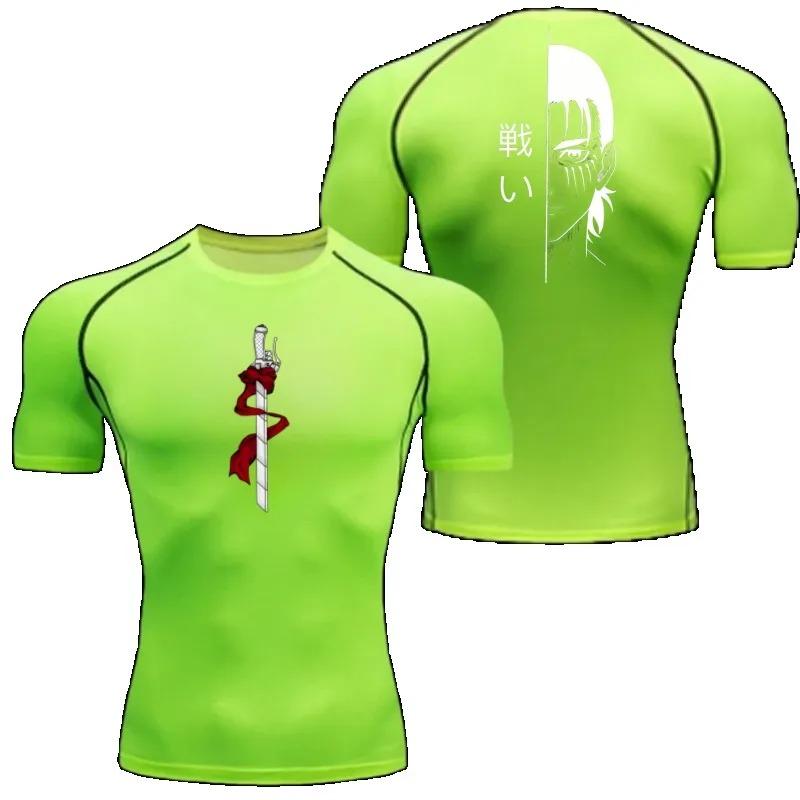 Men Compression Shirt Attack On Titan Eren Yeager Graphic Sports Quick Drying Gym T-shirt Fitness Sweatshirt Elastic Top T-shirt