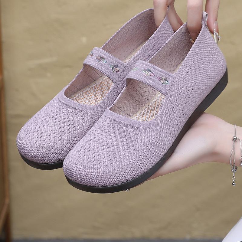 Middle-aged and Elderly Cloth Shoes Women's Shoes with Soft Sole Breathable Old Lady Background Cloth Shoes Mother Grandma Elastic Band Non-slip