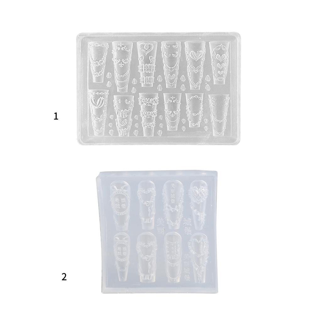 Food Grade Silicone Nail Art Mold With Carved Floral Design For Resin Crafts Easy Demolding DIY Accessories