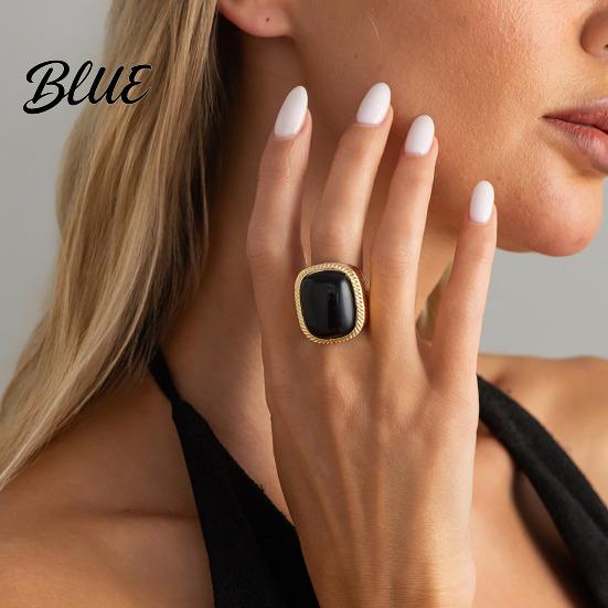 Vintage Style Ring/Earrings Women Ring/Earrings with Large Square Stone Retro