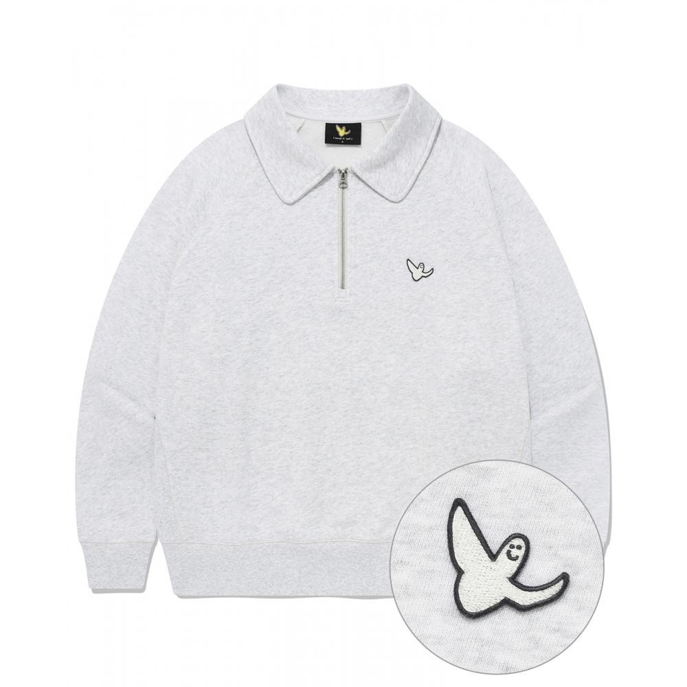 

WHATITISNT Angel Wappen Collar Half Zipup Light Melange Gray