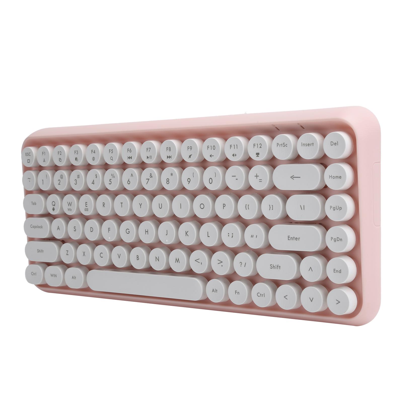 

Беспроводная клавиатура Ajazz Bluetooth 84 клавиши ретро круглые клавиши игровые офисные принадлежности 308Iжелтый вишня розовый