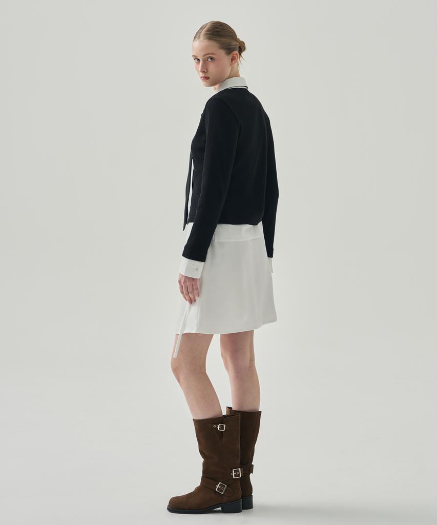 Deuloupisumeon Froze Layered Collar Shirt Cardigan [Green Stripe]