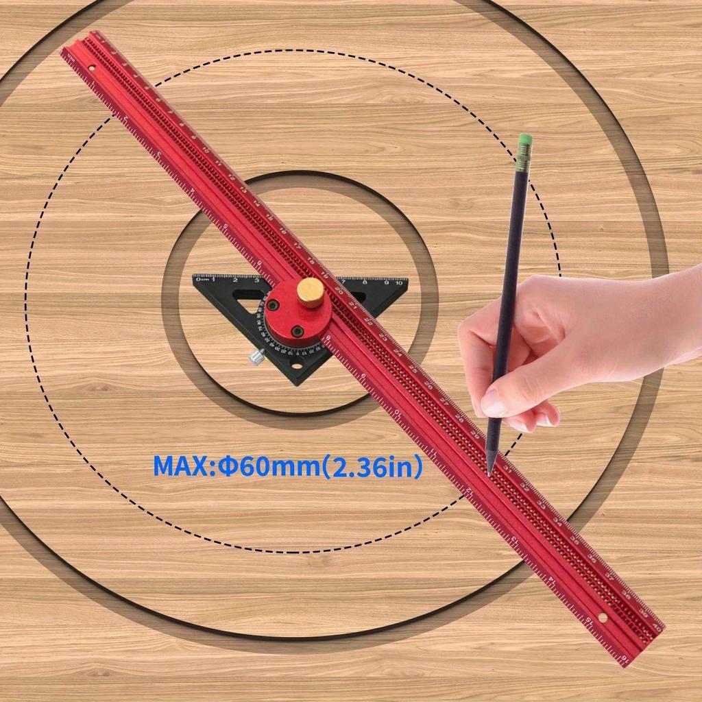 360 Degree Scribe Ruler -Woodworking Square Precision T-Type Hole Ruler Aluminum Slide Ruler - Carpenty Marking Gauge DIY Layout